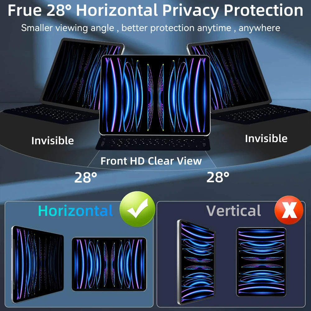 Anti Spy Screen Protector Film for Ipad Pro 11 12.9 Air 5 10.9 10Th 10.2 7/8/9Th Gen Removable Magnetic Privacy Film