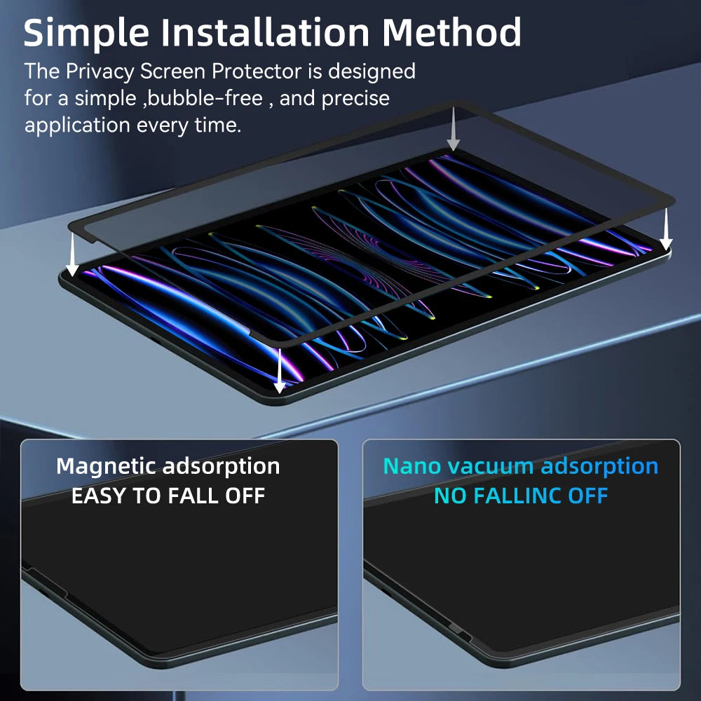 Anti Spy Screen Protector Film for Ipad Pro 11 12.9 Air 5 10.9 10Th 10.2 7/8/9Th Gen Removable Magnetic Privacy Film