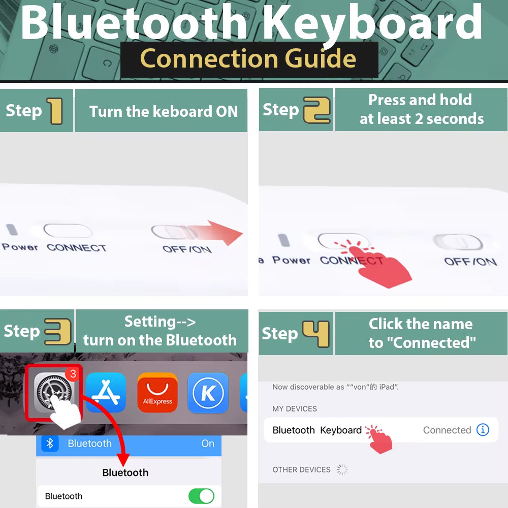 Bluetooth Keyboard for Ipad Xiaomi Samsung Huawei Tablet Laptop IOS Android Russian Arabic Korean Portable Wireless Keyboard