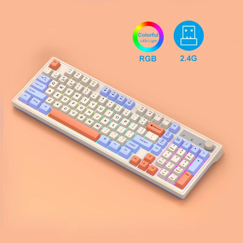 Dual Bluetooth Keyboard DualMode BT/2.4G Wireless Keyboard RGB Backlit Rechargeable Keyboard Gaming Keyboard for Laptop Tablet